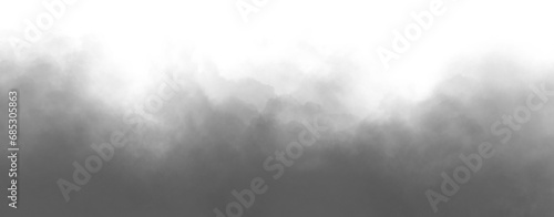 Dark smoke misty fog isolated on white background photo