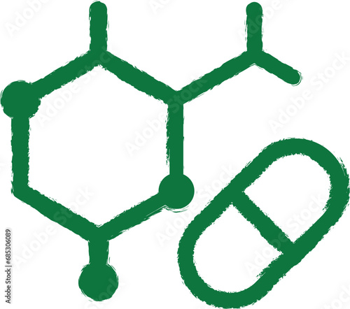 Vitamin, amino acids green icon grunge style vector