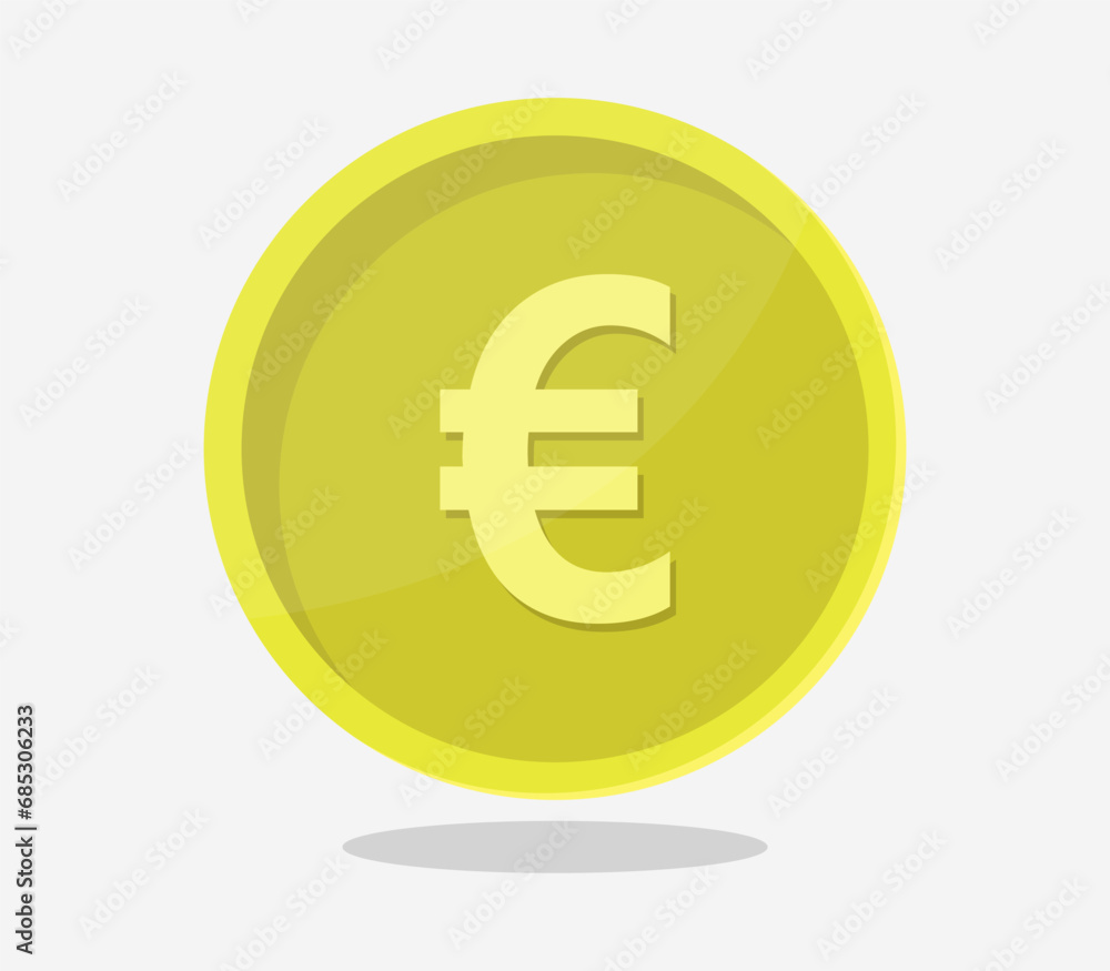 Vector illustration of a golden coin with the currency of the Euro Vector illustration of a golden coin with the currency of the Euro