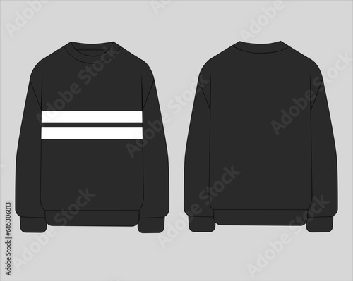 Oversized sweater. Unisex jumper. Vector technical sketch. Mockup template.