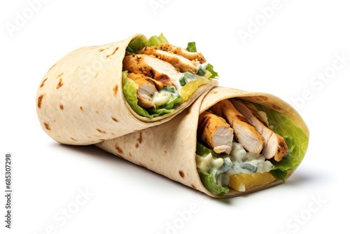 Caesar Salad Wrap with Grilled Chicken - Icon on white background