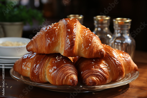 Realistic image of french croissants. AI generated. 3 4