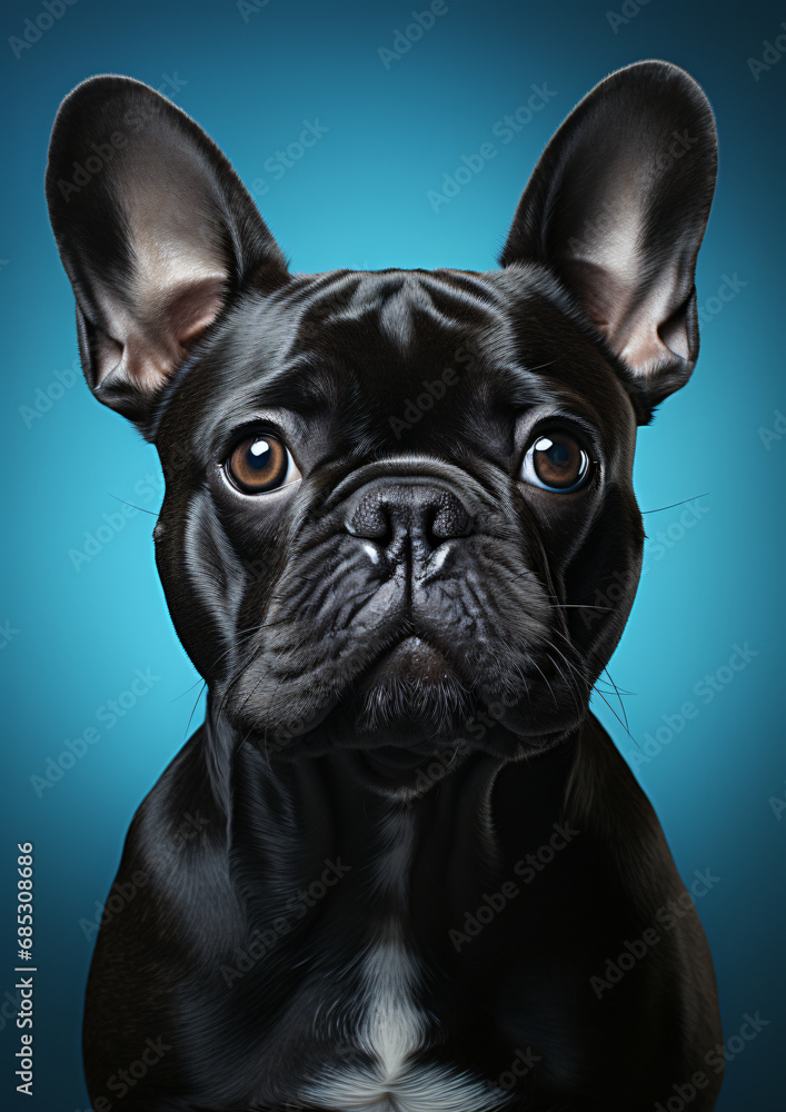 Black Boston Terrier Dog Studio Portrait - Generative AI