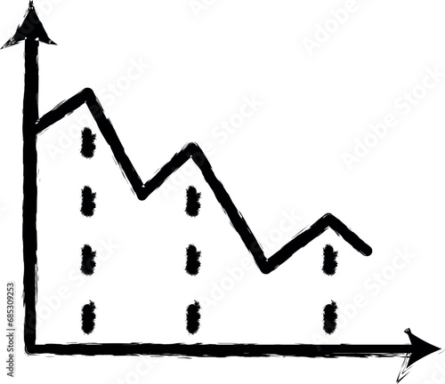 area chart line icon grunge style vector