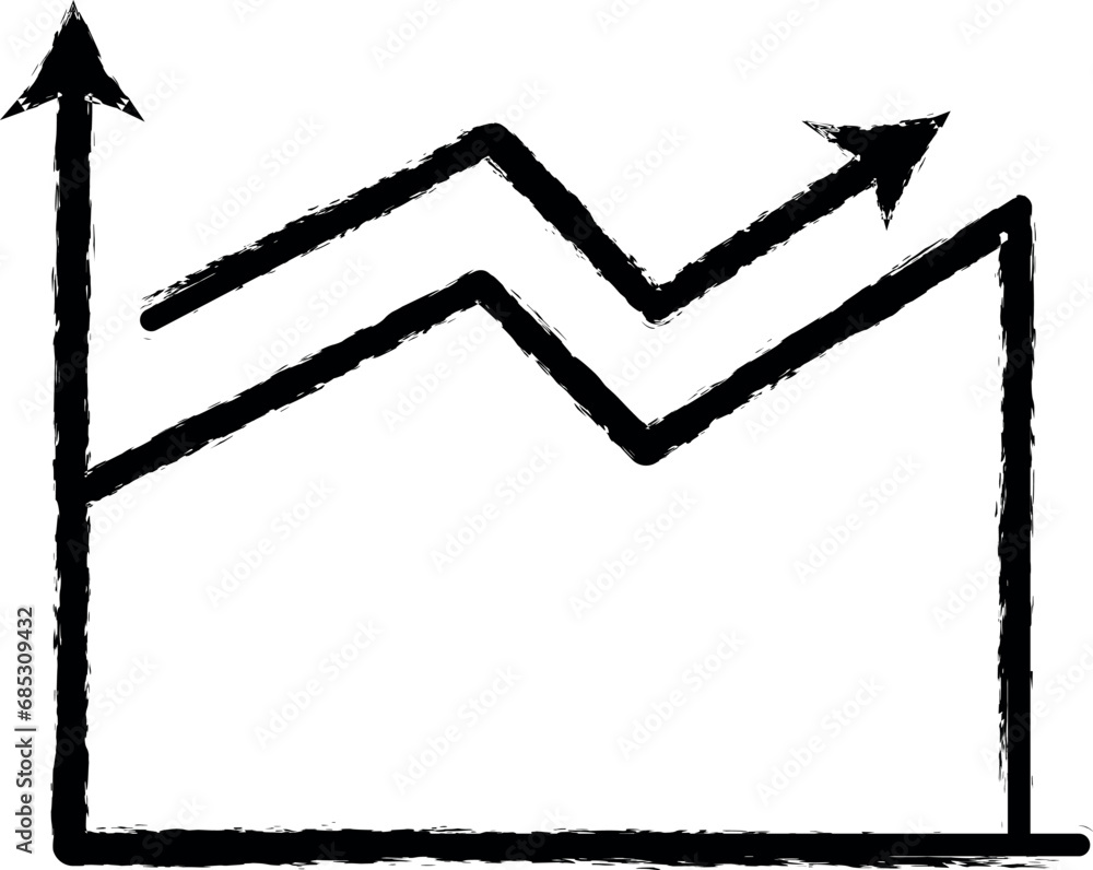 line chart line icon grunge style vector line chart line icon grunge style vector