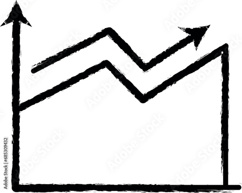 line chart line icon grunge style vector