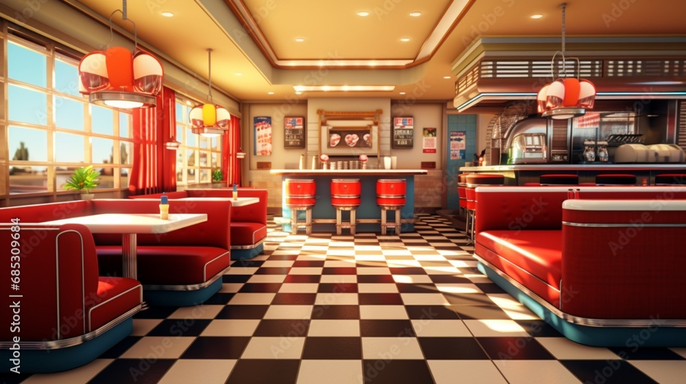 diner with checkerboard floors and nostalgia.