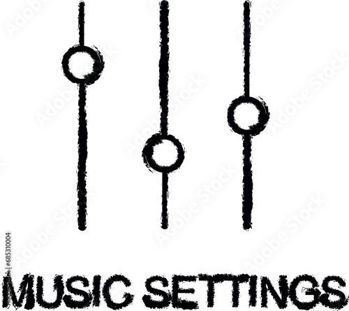 music settings icon grunge style vector