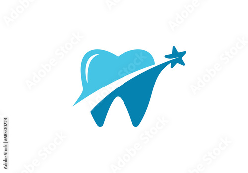 dental care logo. simple minimalist star tooth line inspiration vector design.