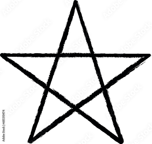 pentagram line icon grunge style vector
