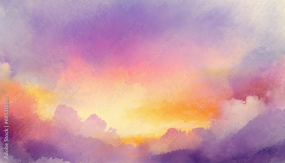 abstract watercolor background sunset sky orange purple