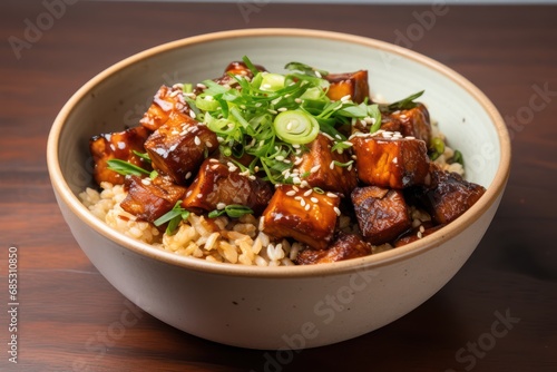 Smoked BBQ Tofu and Quinoa Bowl - Icon on white background