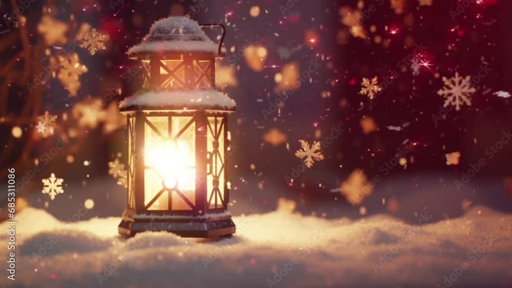 Glowing Lantern in a Winter Wonderland Glowing Lantern in a Winter Wonderland