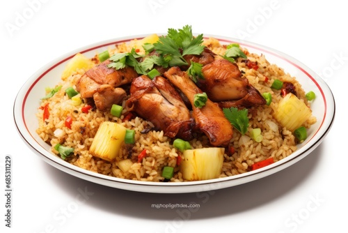 BBQ Chicken and Pineapple Fried Rice - Icon on white background
