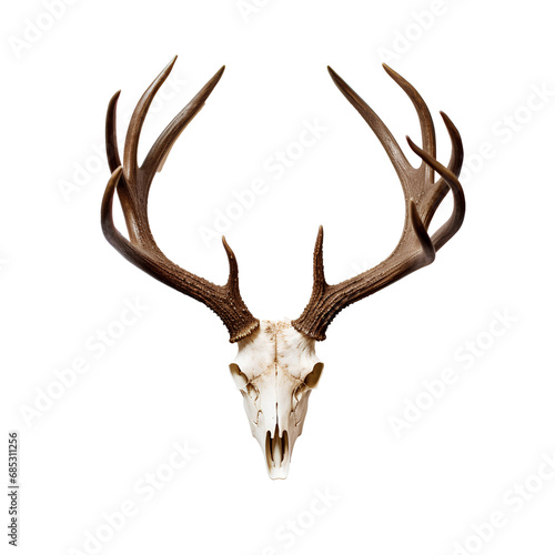 Skull of a deer with beautiful horns for home wall decoration on transparent background PNG. © PNG for U