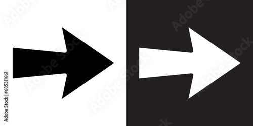 Right arrow icon vector. Next icon sign symbol in trendy flat style. Move forward vector icon illustration isolated on white and black background