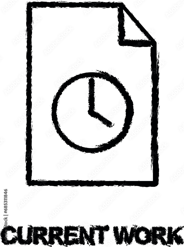 clock in paper icon grunge style vector clock in paper icon grunge style vector