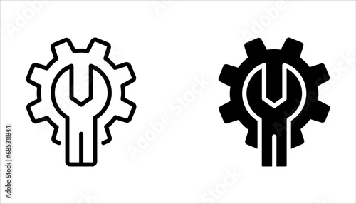 Customisation line icon set. Settings or editing sign. Repair symbol. Quality design element on white background