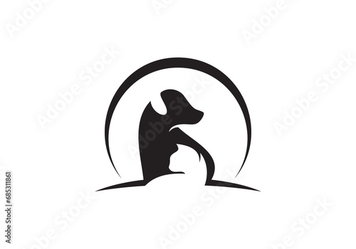 dog and cat logo design. pet care concept element symbol vector illustration.	