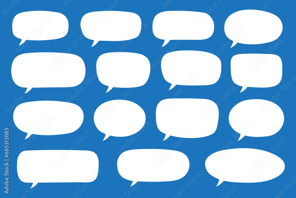 Set of hand drawn speech bubbles. Speak bubble text, cartoon chatting box, message box. Blank empty white speech bubbles. Set of hand drawn speech bubbles. Speak bubble text, cartoon chatting box, message box. Blank empty white speech bubbles.