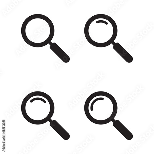 Magnifying glass icon, vector magnifier or loupe sign. Web search icon.