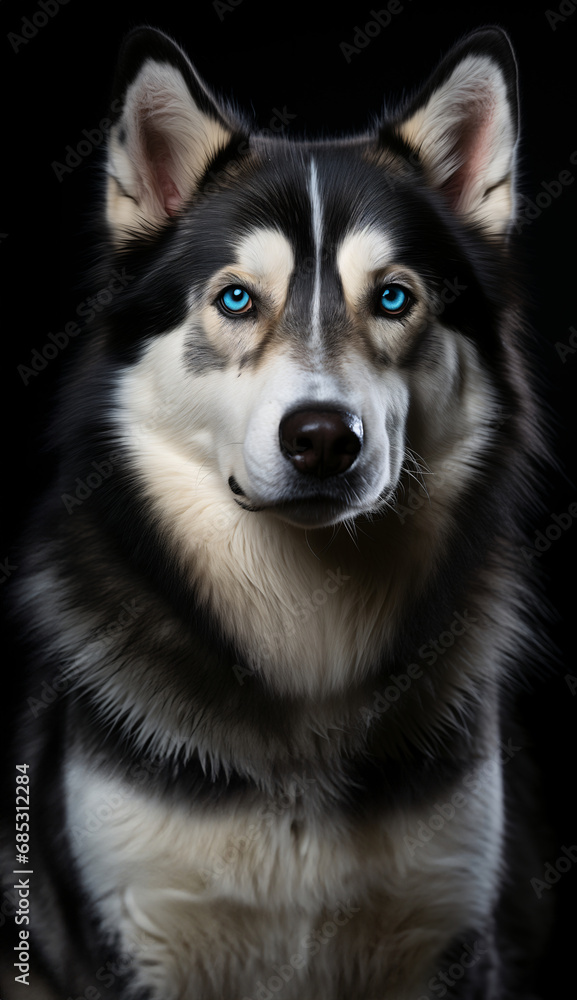 Siberian Husky Alaskan Malamute Dog Studio Portrait - Generative AI Siberian Husky Alaskan Malamute Dog Studio Portrait - Generative AI
