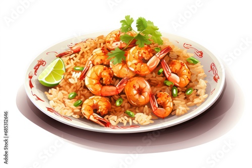 Shrimp Fried Rice - Icon on white background