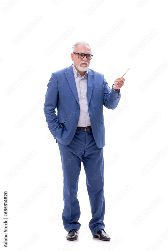 Old male teacher isolated on white Old male teacher isolated on white