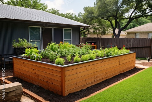A modern raised bed for gardening.