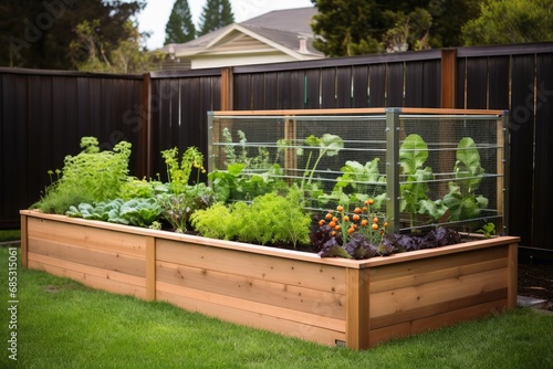 A modern raised bed for gardening.