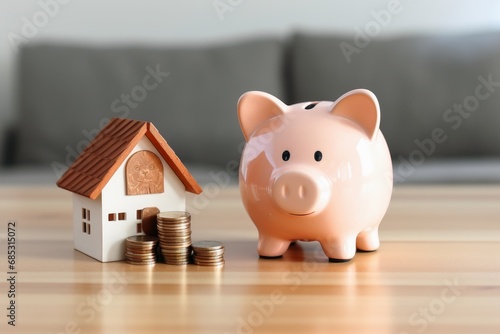 A piggy bank for house savings. photo