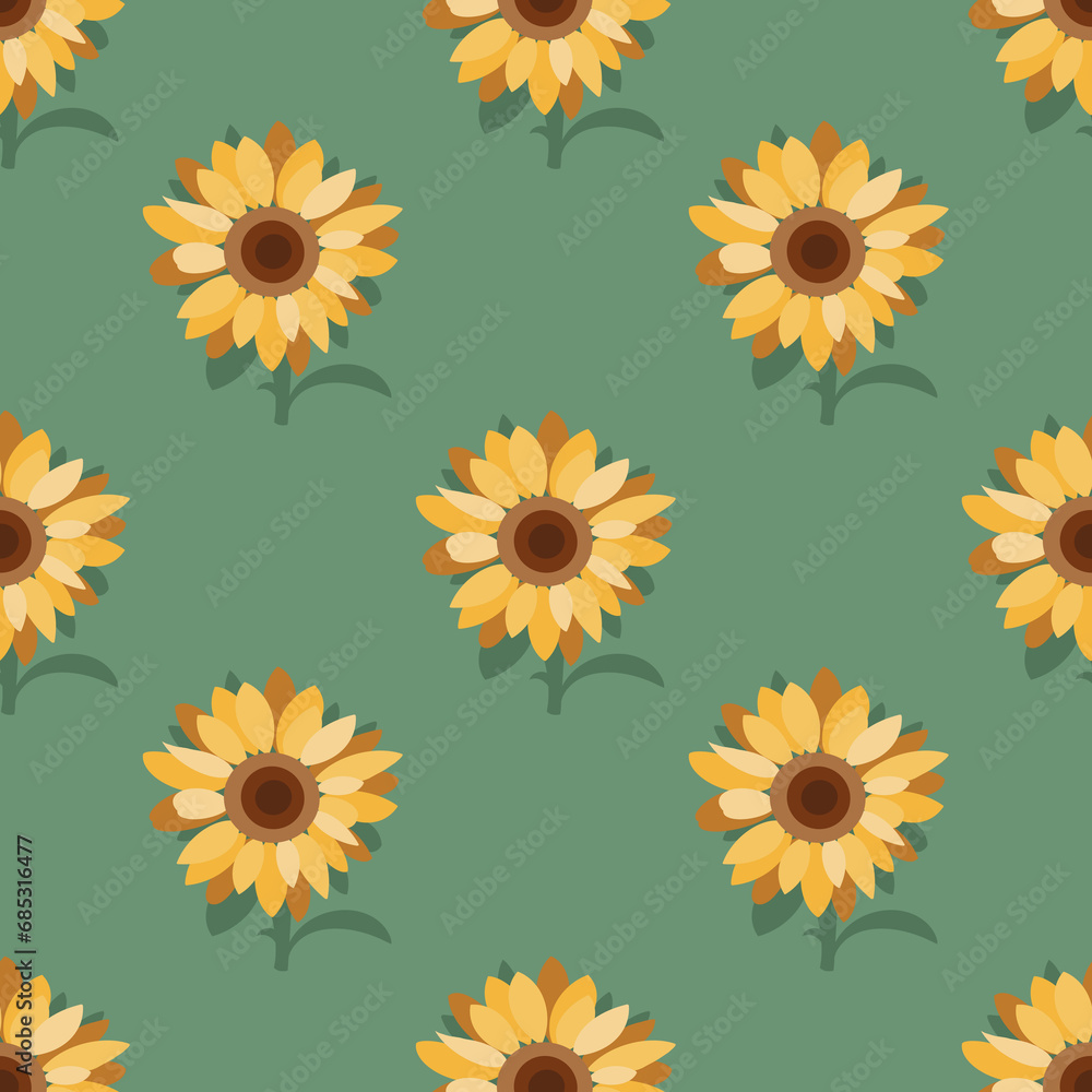 Seamless pattern with vector sunflowers. Seamless pattern with vector sunflowers.