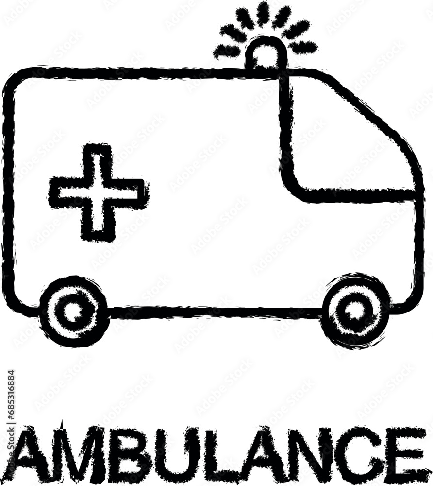 ambulance line icon grunge style vector ambulance line icon grunge style vector