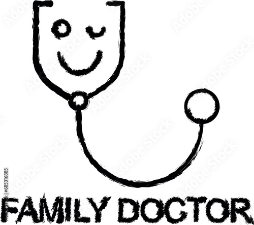 family doctor sign line icon grunge style vector