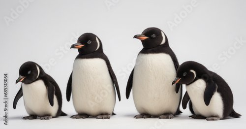penguin family on white background
