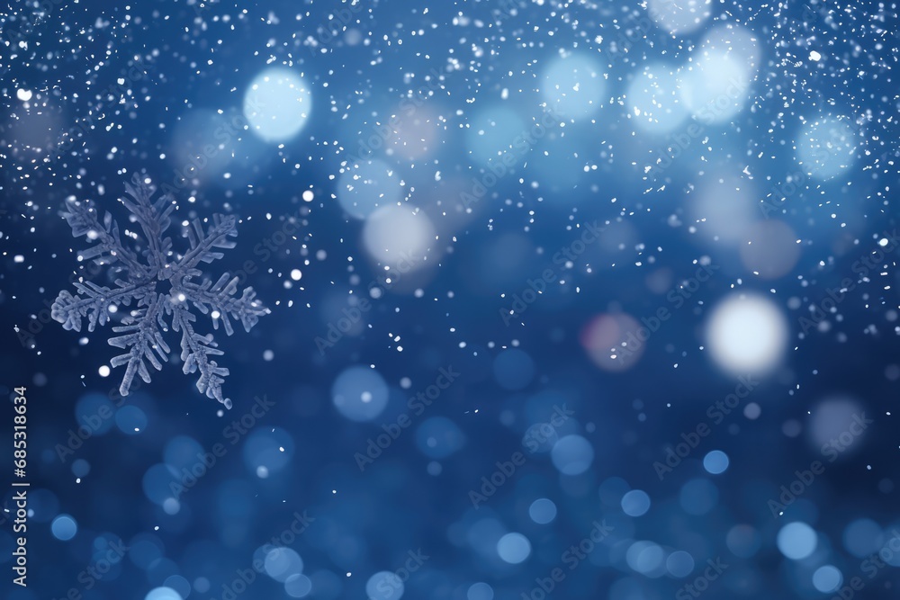 Christmas Background With Snowflakes And Bokeh Glitter Effect Photorealism