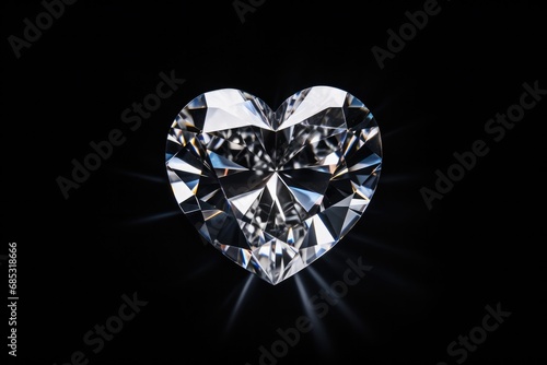 Heartshaped Diamond On Dark Black Background