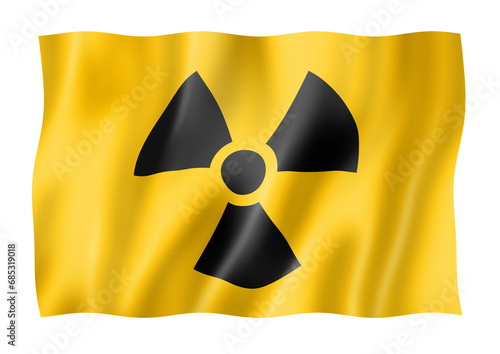 radioactive nuclear symbol flag isolated on white