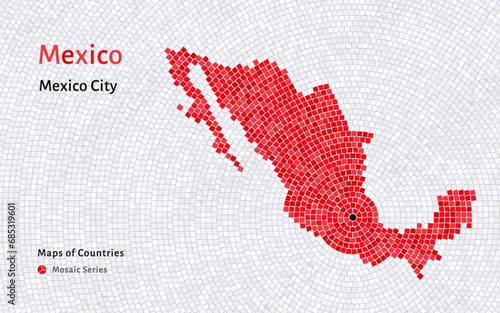 Creative map Republic of Mexico. Political map. Mexico city. World Countries vector maps series. 
Mosaic Pattern	