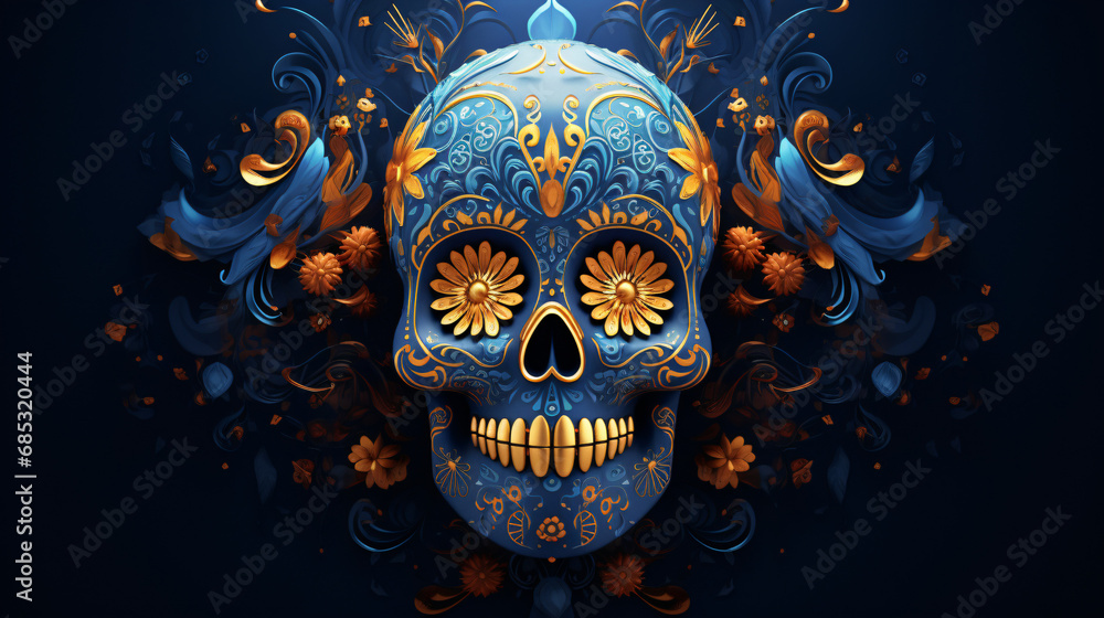 Day Of The Dead Skull illustration beautiful art creative design
