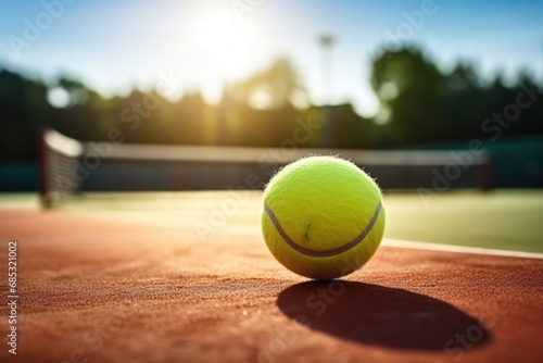 Vibrant Sports Image With Tennis Equipment On Court © Anastasiia