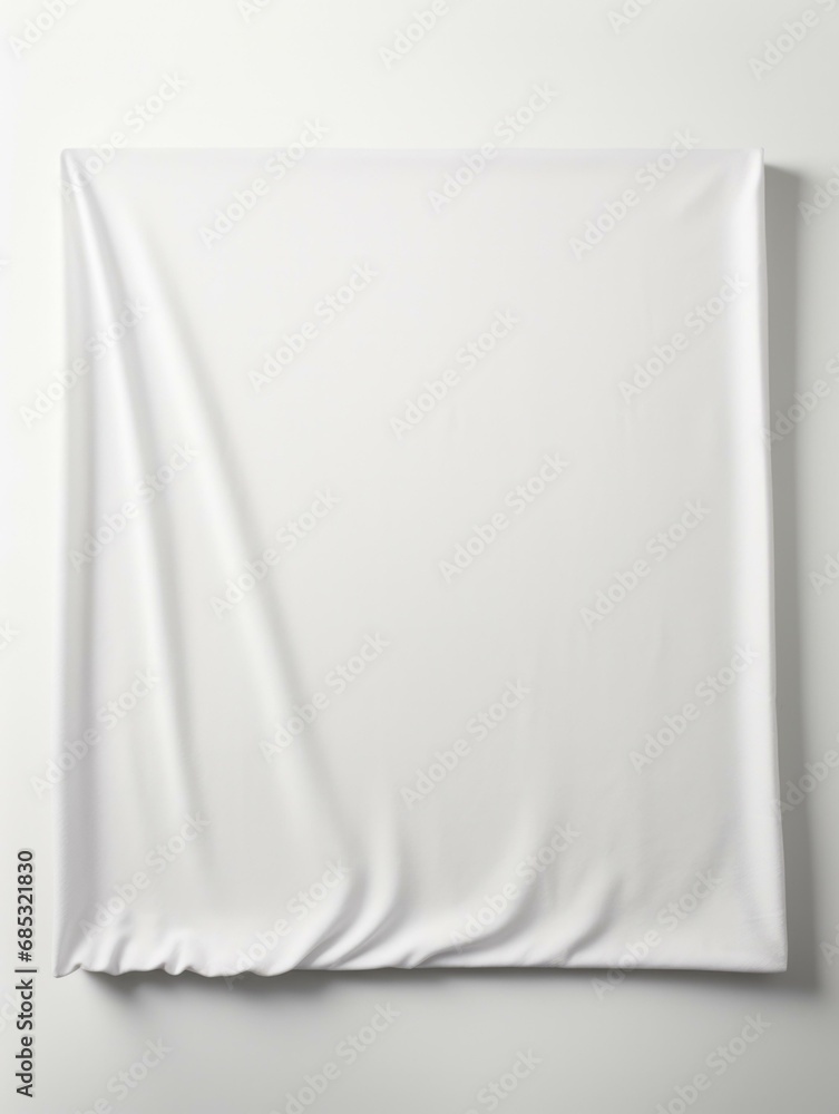 A luxurious white textile canvas with a smooth, shiny surface. Perfect for curtains, bedding, or elegant decorations. White background. Copy space. Generative AI. A luxurious white textile canvas with a smooth, shiny surface. Perfect for curtains, bedding, or elegant decorations. White background. Copy space. Generative AI.
