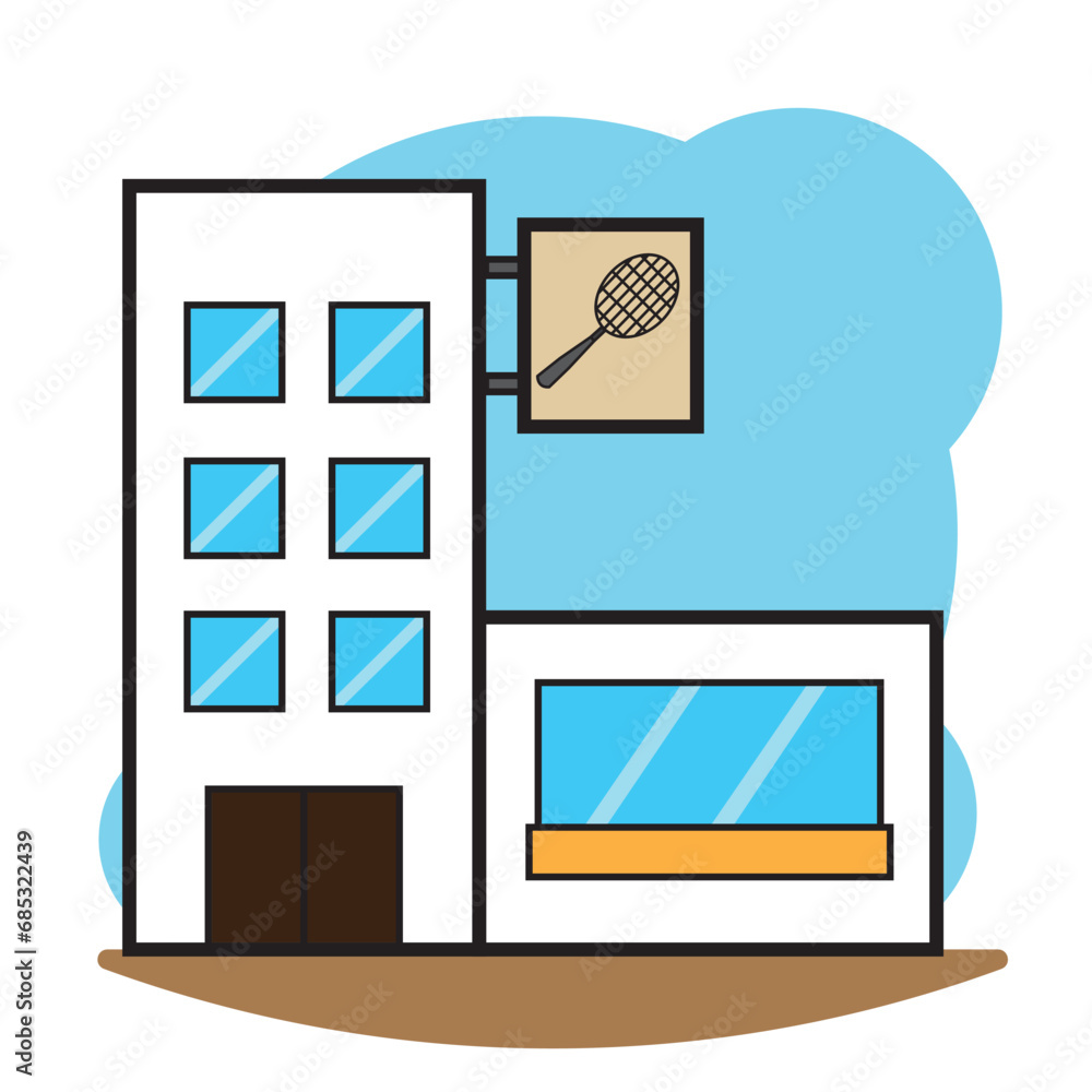 Isolated tennis club building icon Vector