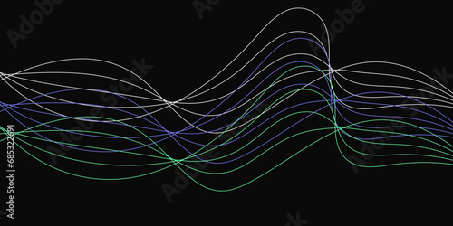 Abstract Black background with a glowing abstract waves. Abstract wave element for design. Digital frequency track equalizer, Futuristic background design. Long exposure, Light painting photography.