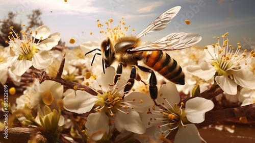 Bees pollinate food crops photo