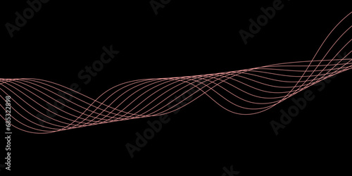 Abstract Black background with a glowing abstract waves. Abstract wave element for design. Digital frequency track equalizer, Futuristic background design. Long exposure, Light painting photography.