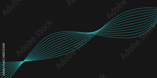 Abstract Black background with a glowing abstract waves. Abstract wave element for design. Digital frequency track equalizer, Futuristic background design. Long exposure, Light painting photography.
