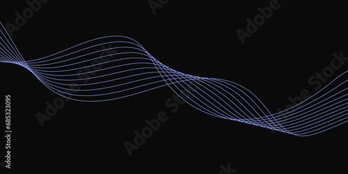 Abstract Black background with a glowing abstract waves. Abstract wave element for design. Digital frequency track equalizer, Futuristic background design. Long exposure, Light painting photography.