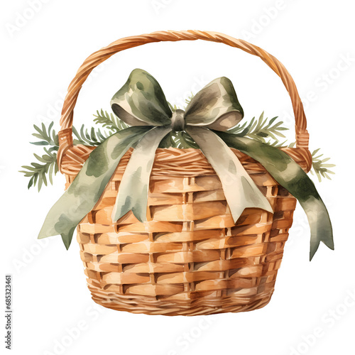 basket with bow merry christmas holiday (ID: 685323461)