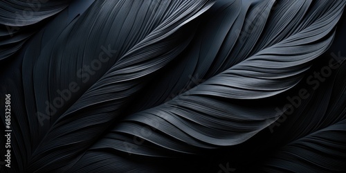 an abstract black leaf on a dark canvas